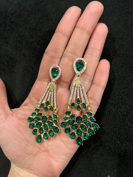 Green Crystal earrings , large green earrings , green and gold tone rhinestone earrings , emerald earrings , green earrings