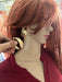 Big gold hoops , vintage style gold earring , chunky gold earring , geometric gold earring ,