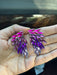 Purple pink earrings , large stud purple earrings , large pink purple fuchsia lavender earrings , rainbow earrings. , large purple
