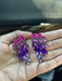 Purple pink earrings , large stud purple earrings , large pink purple fuchsia lavender earrings , rainbow earrings. , large purple