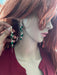 Long green earrings , green rhinestone earrings ,green rose gold earrings , green flower earrings , green pageant crystal