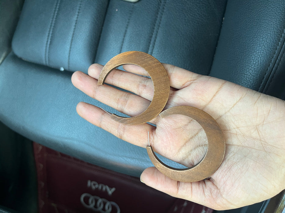 Large Brown hoop earrings , Wood hoops , big wooden hoop earrings , chunky chocolate brown hoop earrings