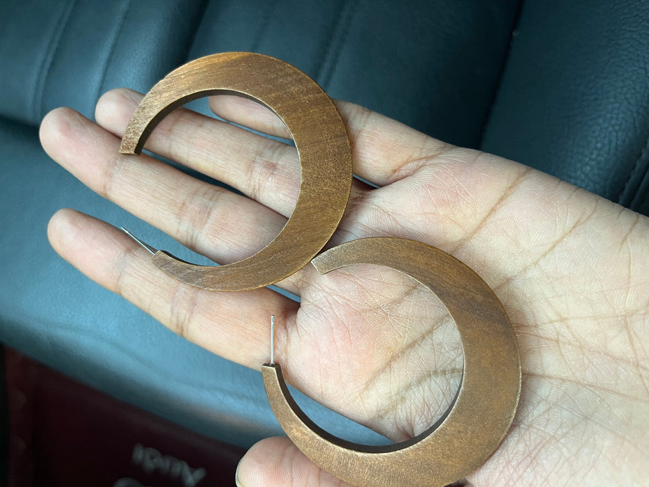 Large Brown hoop earrings , Wood hoops , big wooden hoop earrings , chunky chocolate brown hoop earrings