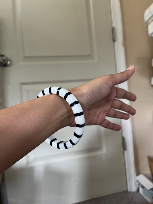 Black and white acrylic bangle bracelet , Beetlejuice chunky statement bangle big cuff bold womens