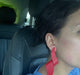 Red statement earrings , red stud big earrings , red abstract earrings , large red geometric , huge