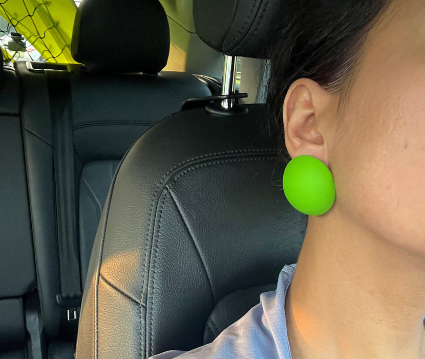 Lime Green earrings , big Light green earrings , neon green Stud chunky earrings ,statement bright green earring