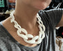 Chunky white chain necklace, white plastic link curb necklace ,Link big chain curb necklace , statement necklace, oversized , large