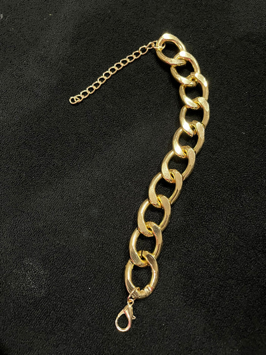 Gold statement bracelet , chunky gold link curb chain bracelet wide gold cuff large bold metal chunky womens