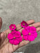 Clip on Hot pink earrings, clip on flower fuchsia earrings, clip on pink earrings, clip on fuchsia earring 2.5 inch
