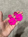 Clip on Hot pink earrings, clip on flower fuchsia earrings, clip on pink earrings, clip on fuchsia earring 2.5 inch