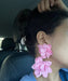 Light pink earring , long light pink rose earrings , big large baby pink earring , pink floral earrings , pink flower earrings , gold tone