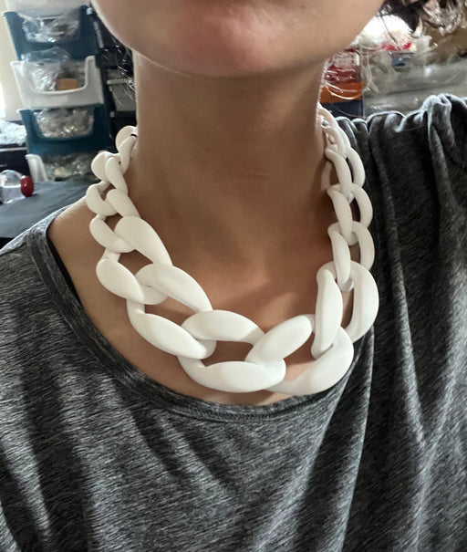 Chunky white chain necklace, white plastic link curb necklace ,Link big chain curb necklace , statement necklace, oversized , large