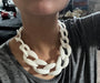 Chunky white chain necklace, white plastic link curb necklace ,Link big chain curb necklace , statement necklace, oversized , large