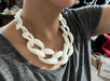 Chunky white chain necklace, white plastic link curb necklace ,Link big chain curb necklace , statement necklace, oversized , large