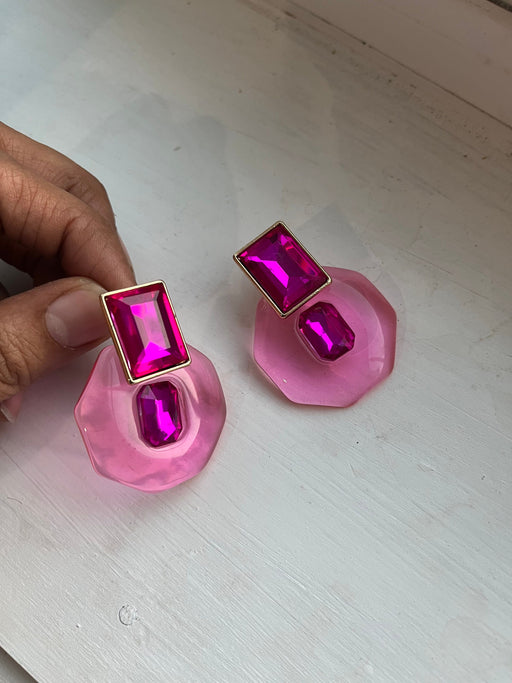 Fuchsia acrylic earrings , Big pink clear transparent acrylic earring , fuchsia earrings , chunky pink earrings , statement earrings