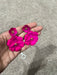Clip on Hot pink earrings, clip on flower fuchsia earrings, clip on pink earrings, clip on fuchsia earring 2.5 inch