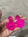 Clip on Hot pink earrings, clip on flower fuchsia earrings, clip on pink earrings, clip on fuchsia earring 2.5 inch