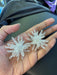 Clip on Chunky Clear Acrylic earrings , big studs clear white earrings , acrylic clear clip ons earrings , snow flake star white earrings