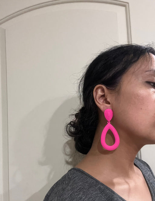 Hot pink earrings big , large fuchsia earrings , big pink statement earrings chunky teardrop bold bright