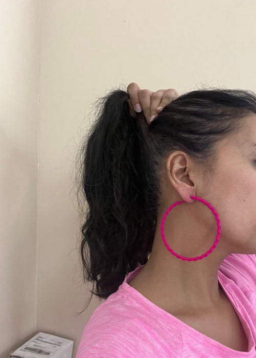 Hot pink hoops , big fuchsia hoop earrings , large pink hoops , big neon pink hoop earrings fuchsia , hoops 3 inch