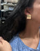 Big gold earrings square , gold studs large brushed metal earring , gold stud earring , retro gold earrings , chunky gold studs big