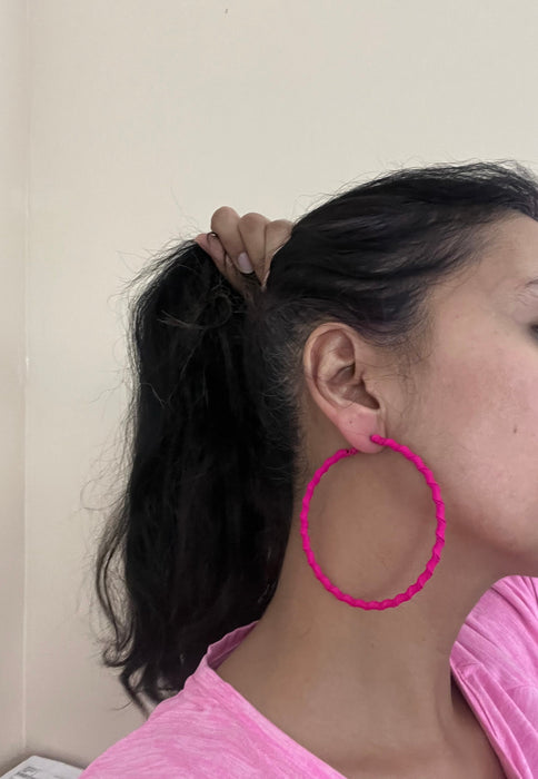 Hot pink hoops , big fuchsia hoop earrings , large pink hoops , big neon pink hoop earrings fuchsia , hoops 3 inch