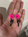 Hot pink stud earrings , big statement large hot pink black shhh stud earrings , neon pink studs , chunky bright pink lips