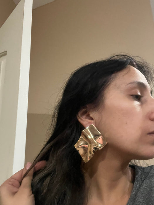 Big gold statement earrings ,abstract gold studs large , huge gold stud earring , abstract gold earrings , chunky gold studs bold
