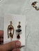 Chunky gold earrings , large gold chandelier earrings irregular mismatched , vintage style ,orange gray gold earrings long , statement