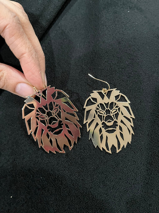 Lion earrings, gold lion mascot earrings, go Lion , game mascot earrings gold filigree animal