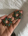 Large green earrings stud Sunburst crystal Rhinestone Round Crystal Pageant ab iridescent Vitrail studs big Earrings 1.75 inch