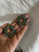 Large green earrings stud Sunburst crystal Rhinestone Round Crystal Pageant ab iridescent Vitrail studs big Earrings 1.75 inch