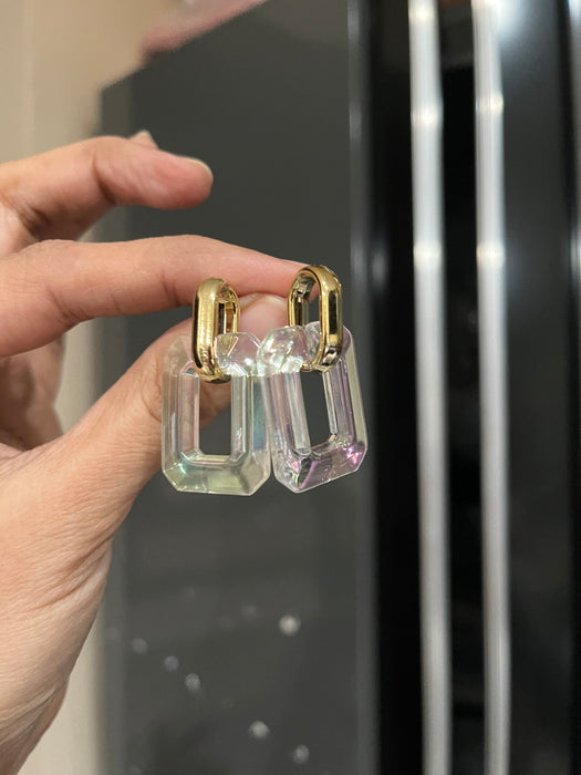 Chunky Clear Acrylic earrings , long clear white earrings , ice cube earrings , acrylic earrings , white earrings ,