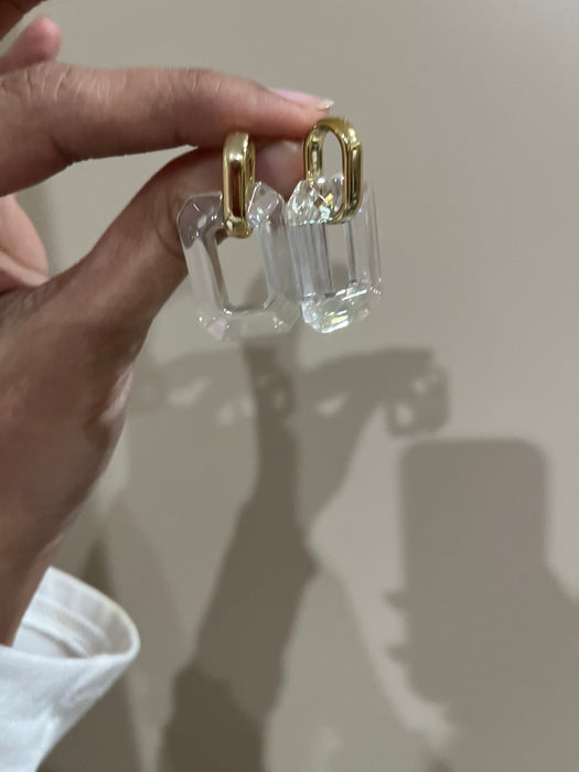 Chunky Clear Acrylic earrings , long clear white earrings , ice cube earrings , acrylic earrings , white earrings ,