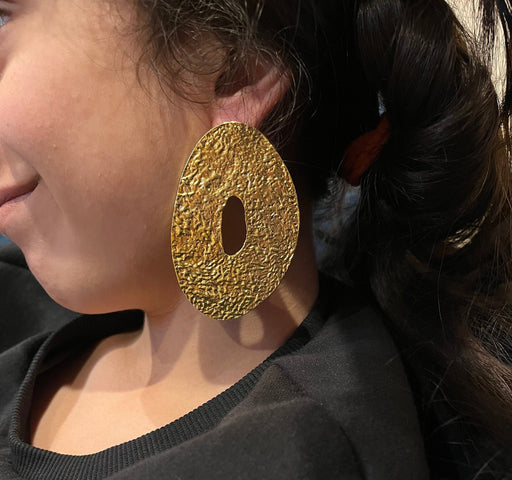 Big heavy gold statement earrings , gold studs large , huge gold stud earring , abstract gold earrings , chunky gold studs bold