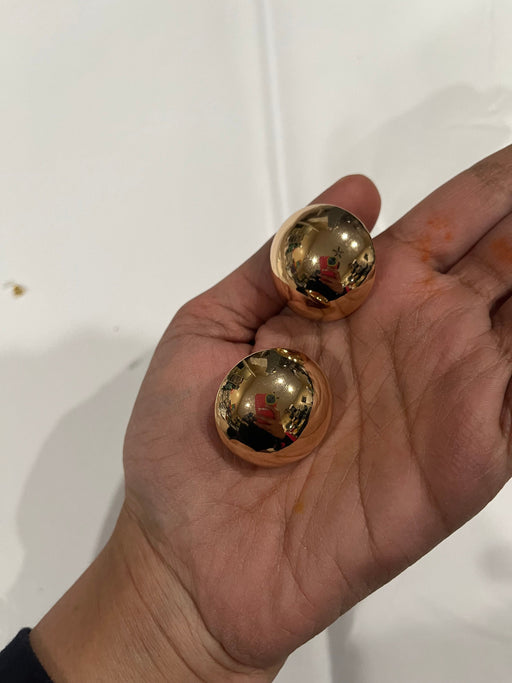 Big gold earrings , gold mirror studs large ,huge gold stud earring , dome gold ball round earrings , chunky gold studs statement