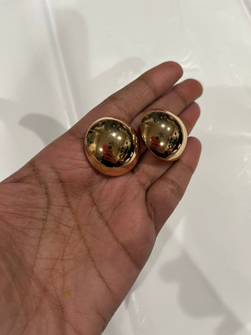 Big gold earrings , gold mirror studs large ,huge gold stud earring , dome gold ball round earrings , chunky gold studs statement