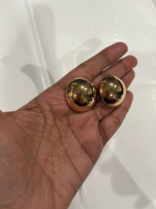 Big gold earrings , gold mirror studs large ,huge gold stud earring , dome gold ball round earrings , chunky gold studs statement