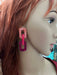 pink acrylic earrings , Big pink chain earring , fuchsia earrings , fuchsia acrylic chain earrings , chunky pink earrings , statement