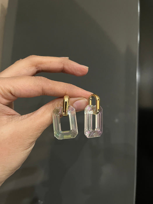 Chunky Clear Acrylic earrings , long clear white earrings , ice cube earrings , acrylic earrings , white earrings ,