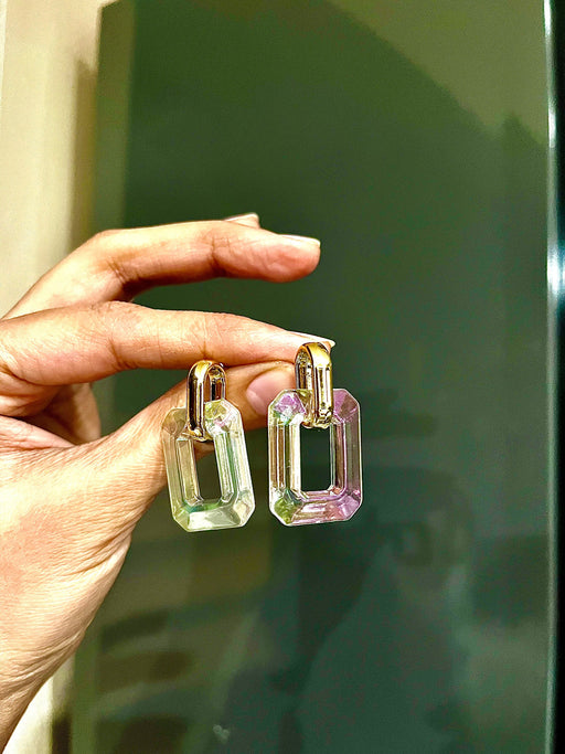 Chunky Clear Acrylic earrings , long clear white earrings , ice cube earrings , acrylic earrings , white earrings ,